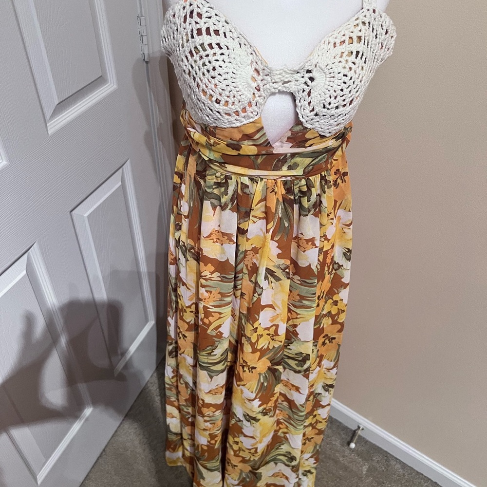 Forever 21 Crochet Top Floral Maxi Dress